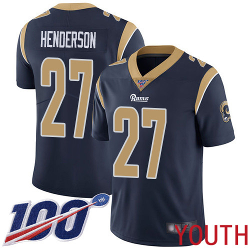 Los Angeles Rams Limited Navy Blue Youth Darrell Henderson Home Jersey NFL Football #27 100th Season Vapor Untouchable->youth nfl jersey->Youth Jersey